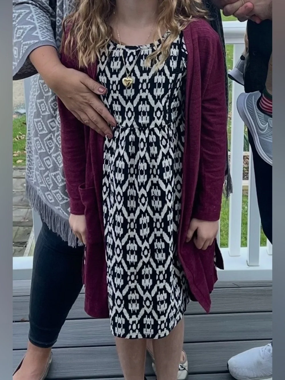 Old Navy Black and Cream Ikat-Style Sleeveless Dress